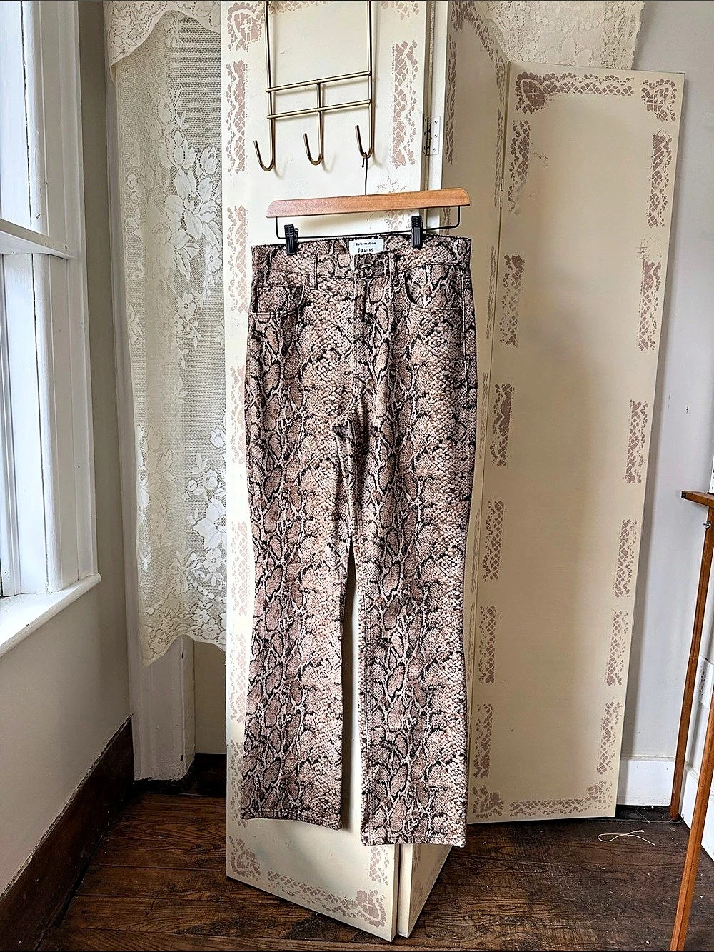 Reformation Snake High rise bootcut jeans